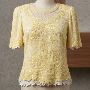 Creative Touch Elegant Yellow Beaded Blouse